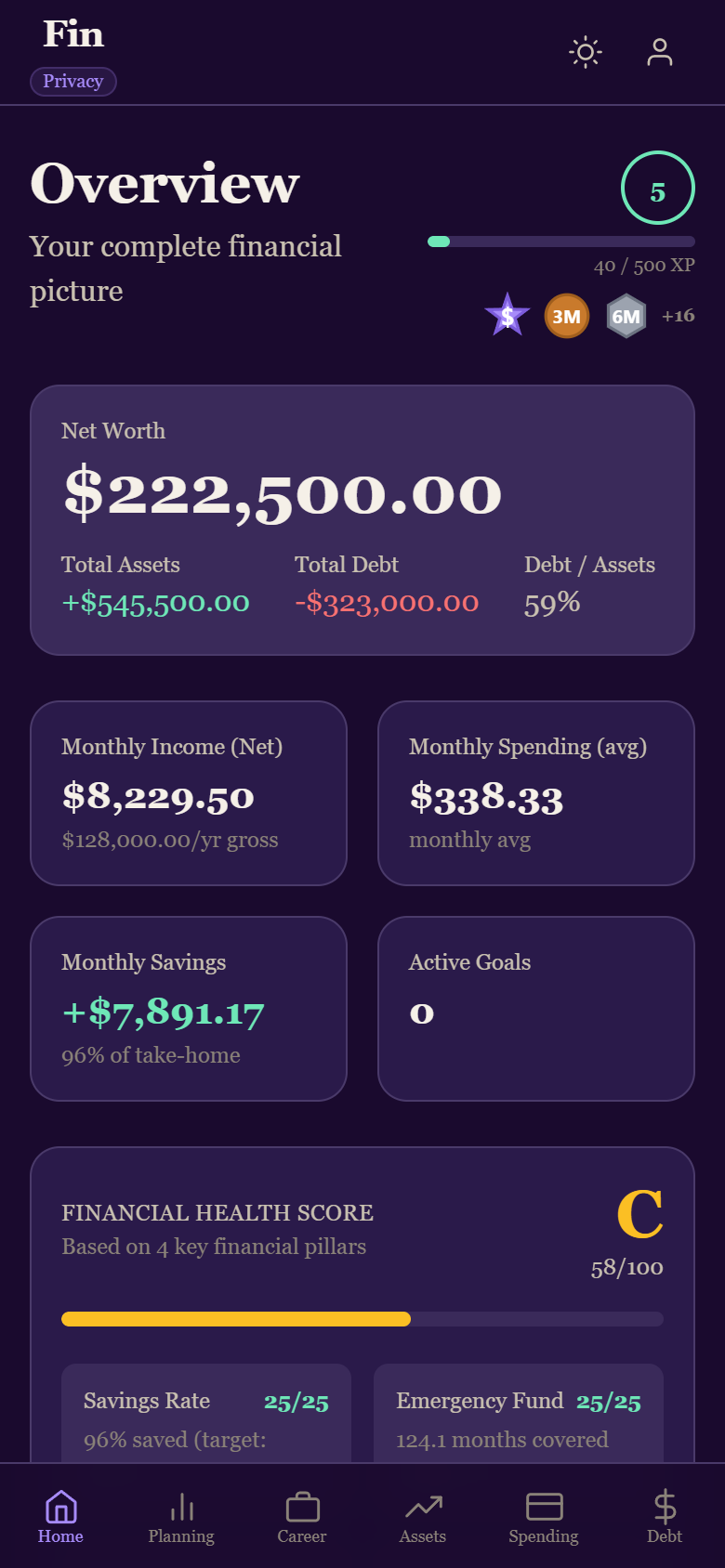 Fin overview on mobile