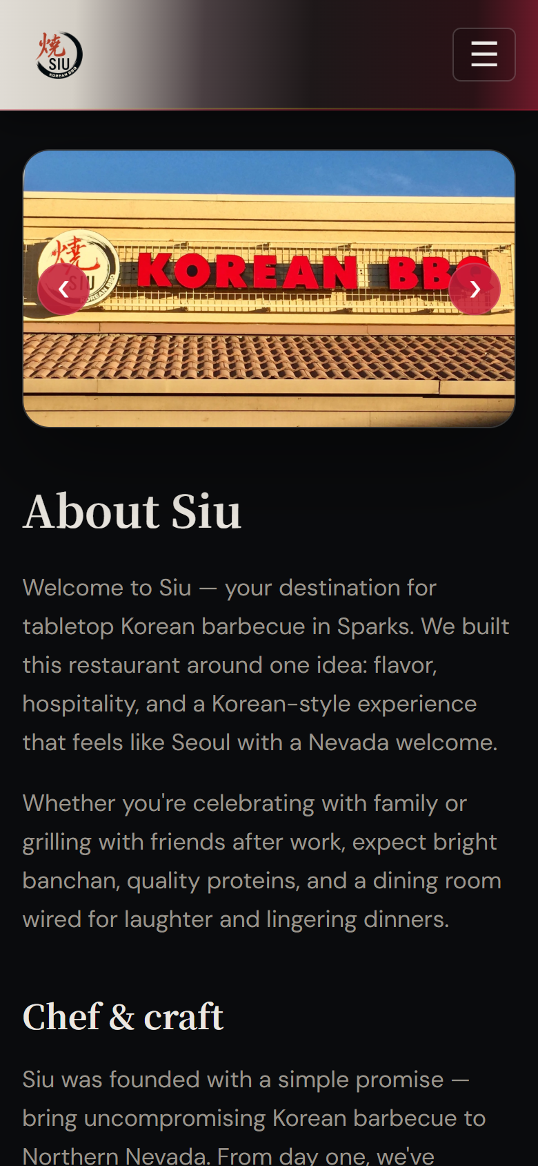 Siu about us page on mobile