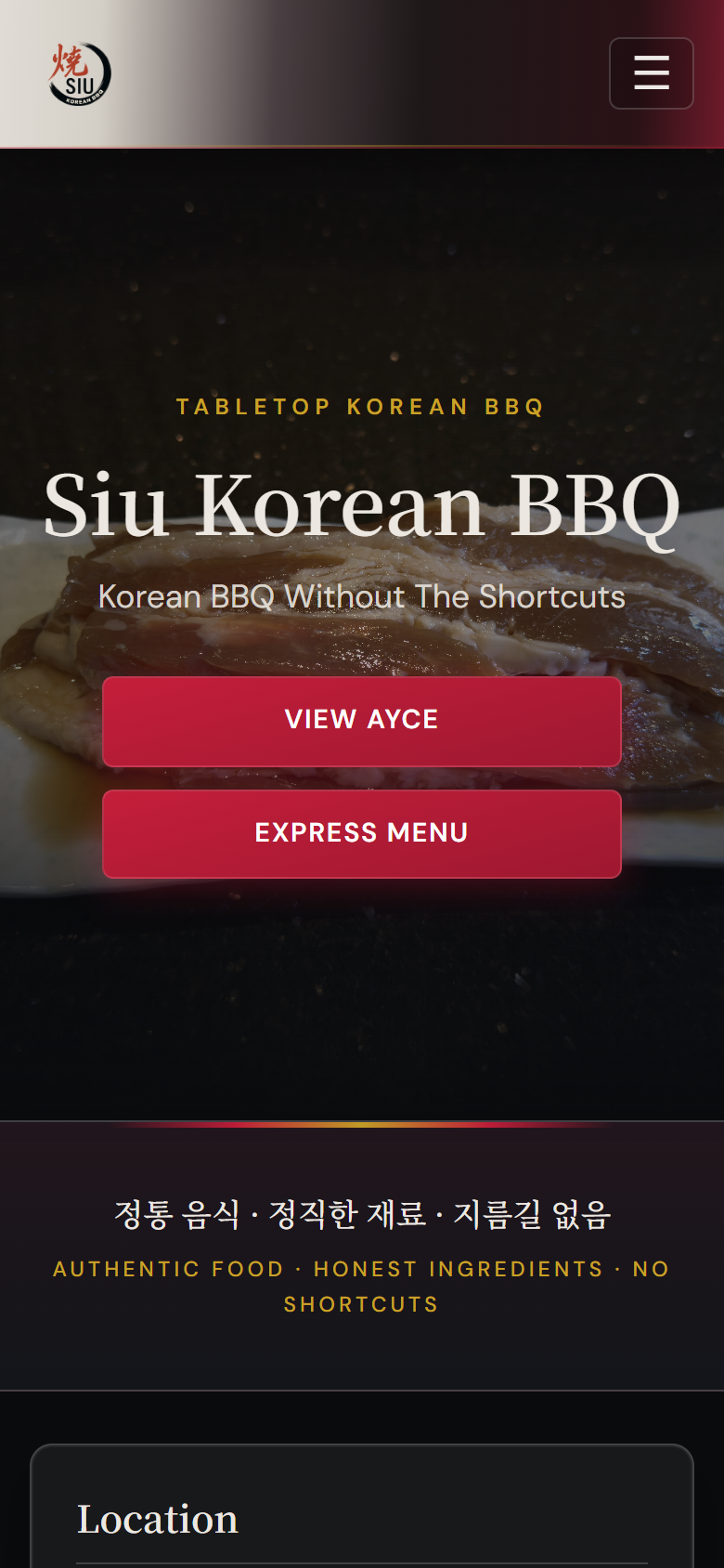 Siu website homepage on mobile
